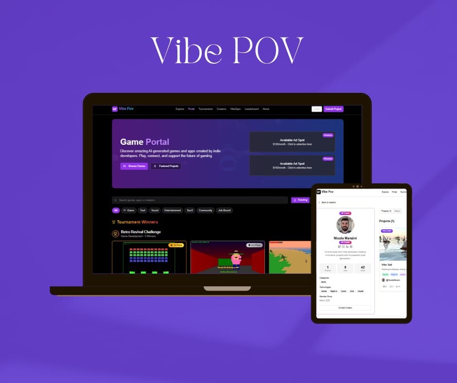 Cover Image for VibePov: The Central Hub for AI-Generated Vibe Coding Games and Applications