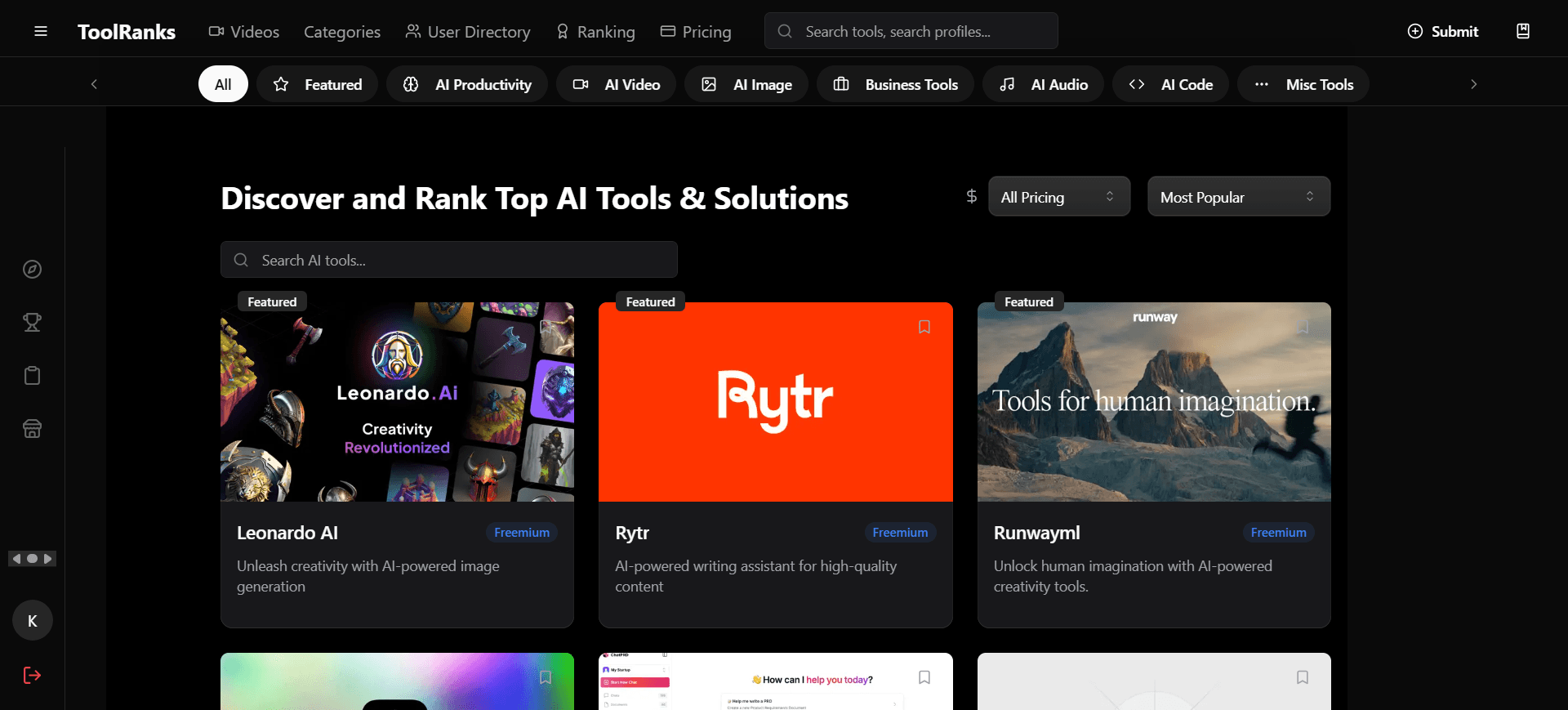 Toolranks screenshot